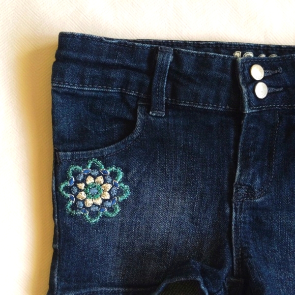 babyGap 1969 embroidered floral medallion denim jean shorts 3T toddler girls - Picture 3 of 7
